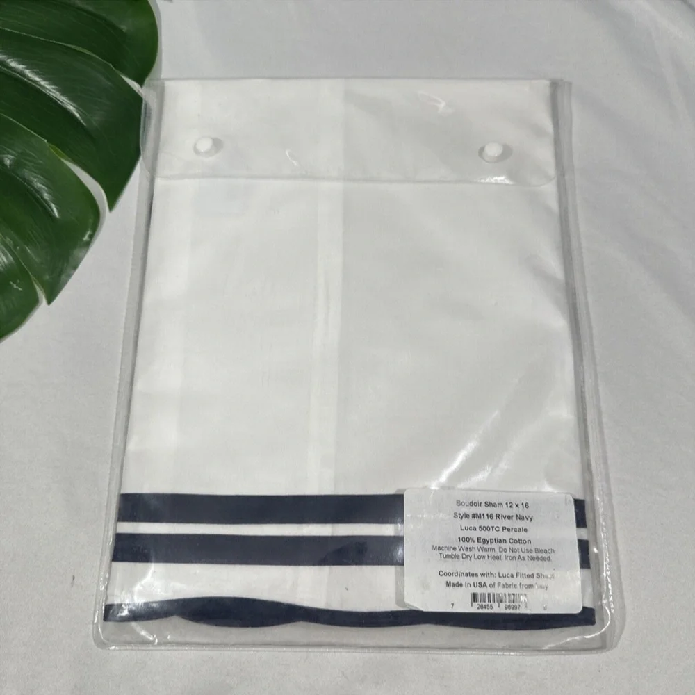 NIB $115‎ Matouk [ Boudoir Sham ] Luca 500TC Cotton in River Navy Blue